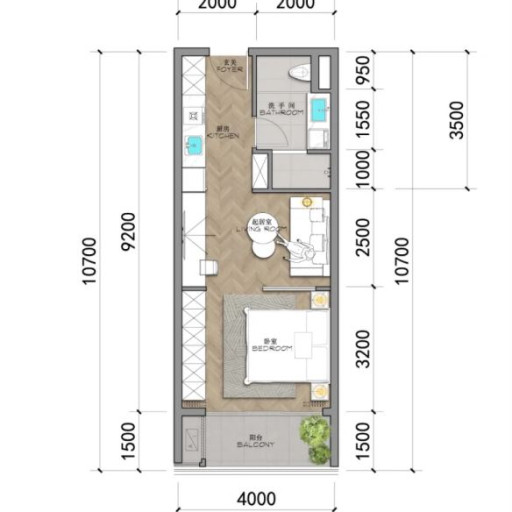 Ayana Heights Seaview Residence, 1 bedroom apartments - from 43 m² to 58 m²
